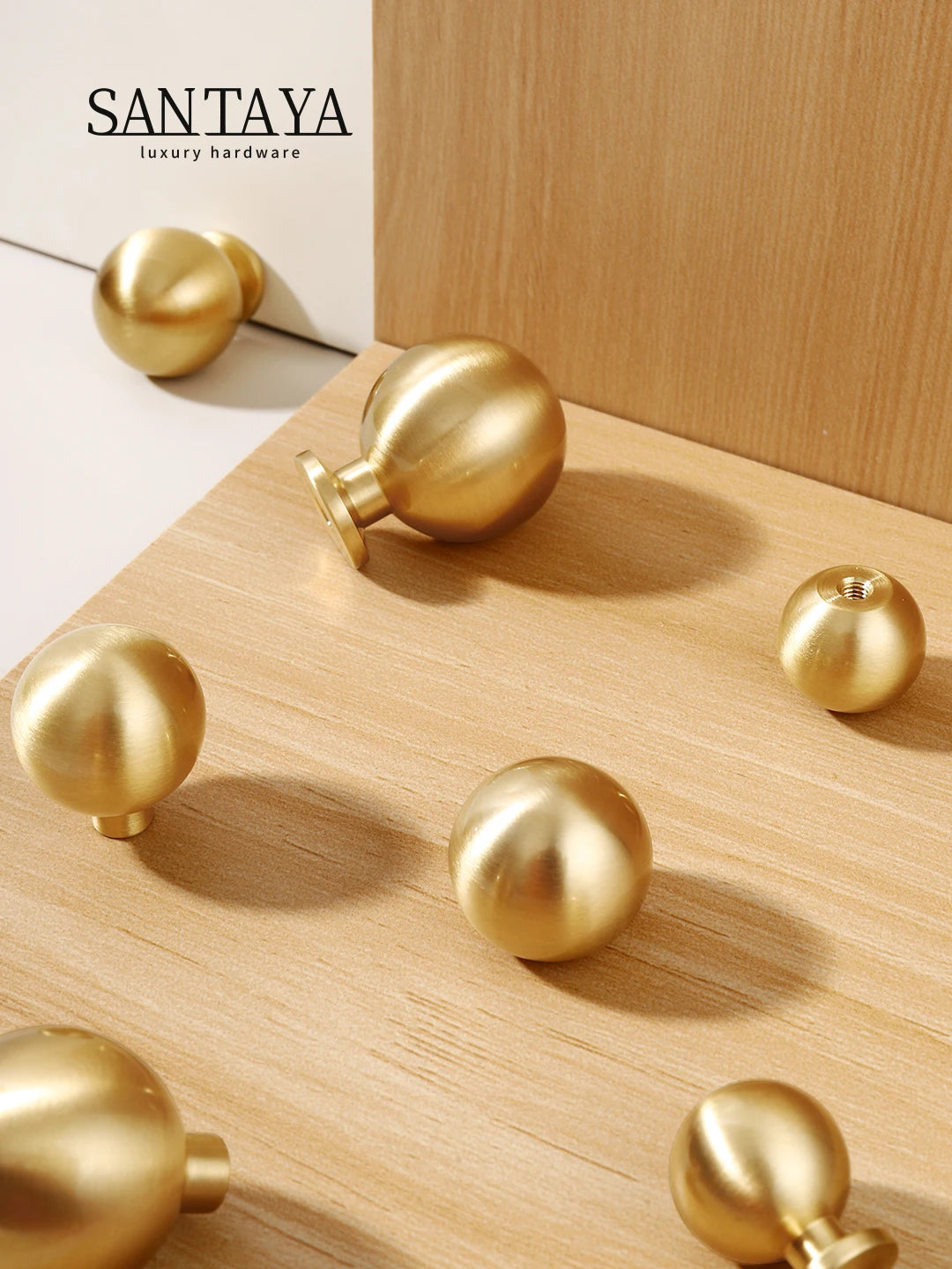 Santaya Brass Knob Round Furniture Handle Ball Modern Minimalist Gold Drawer Knob Wardrobe Pull Kitchen Handle Solid Single Hole