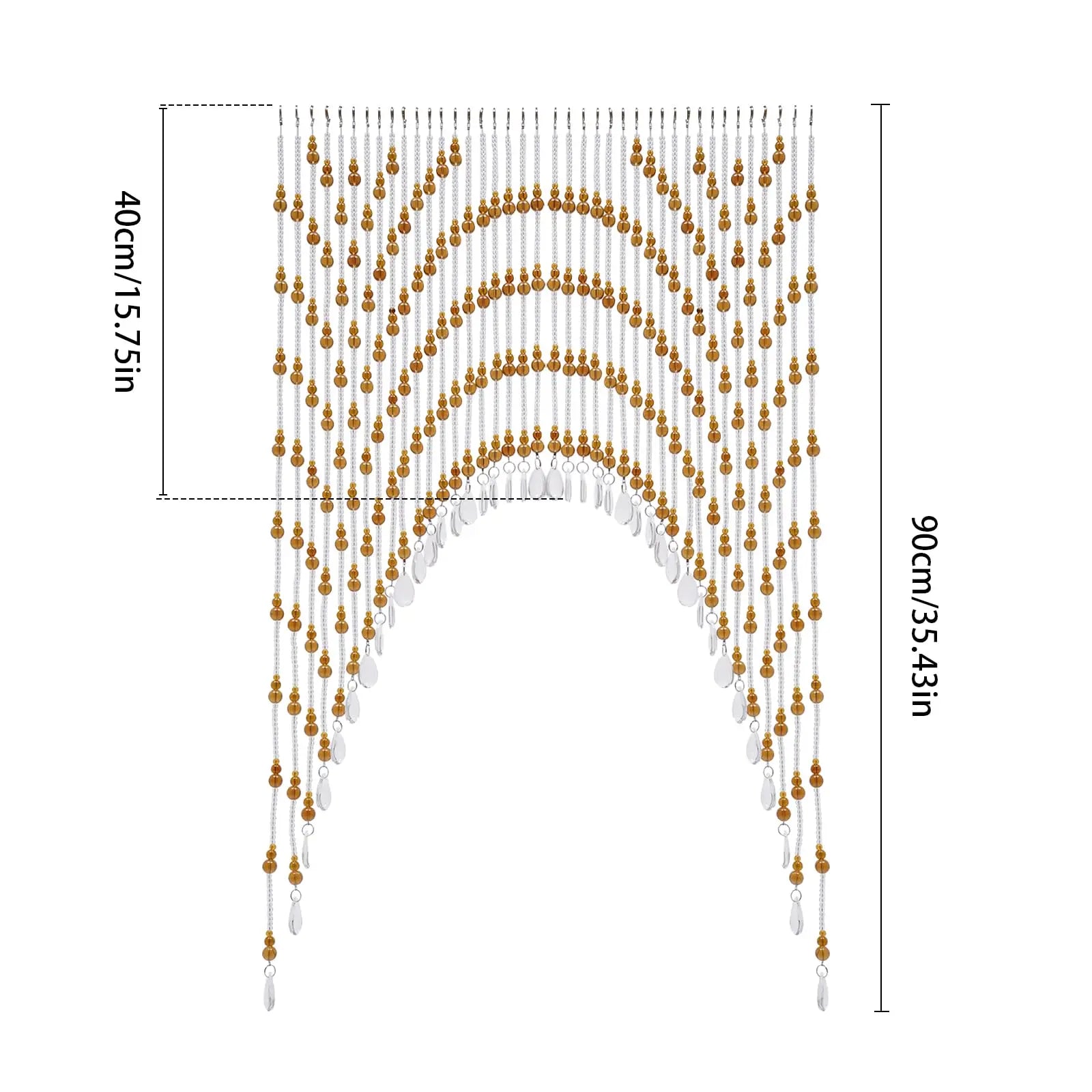 Beaded Curtains, Hanging Glass Door Beads, Self-Adhesive Valance for Doorways Crystal Strands Arched Windows, Clear Crystal Room Divider