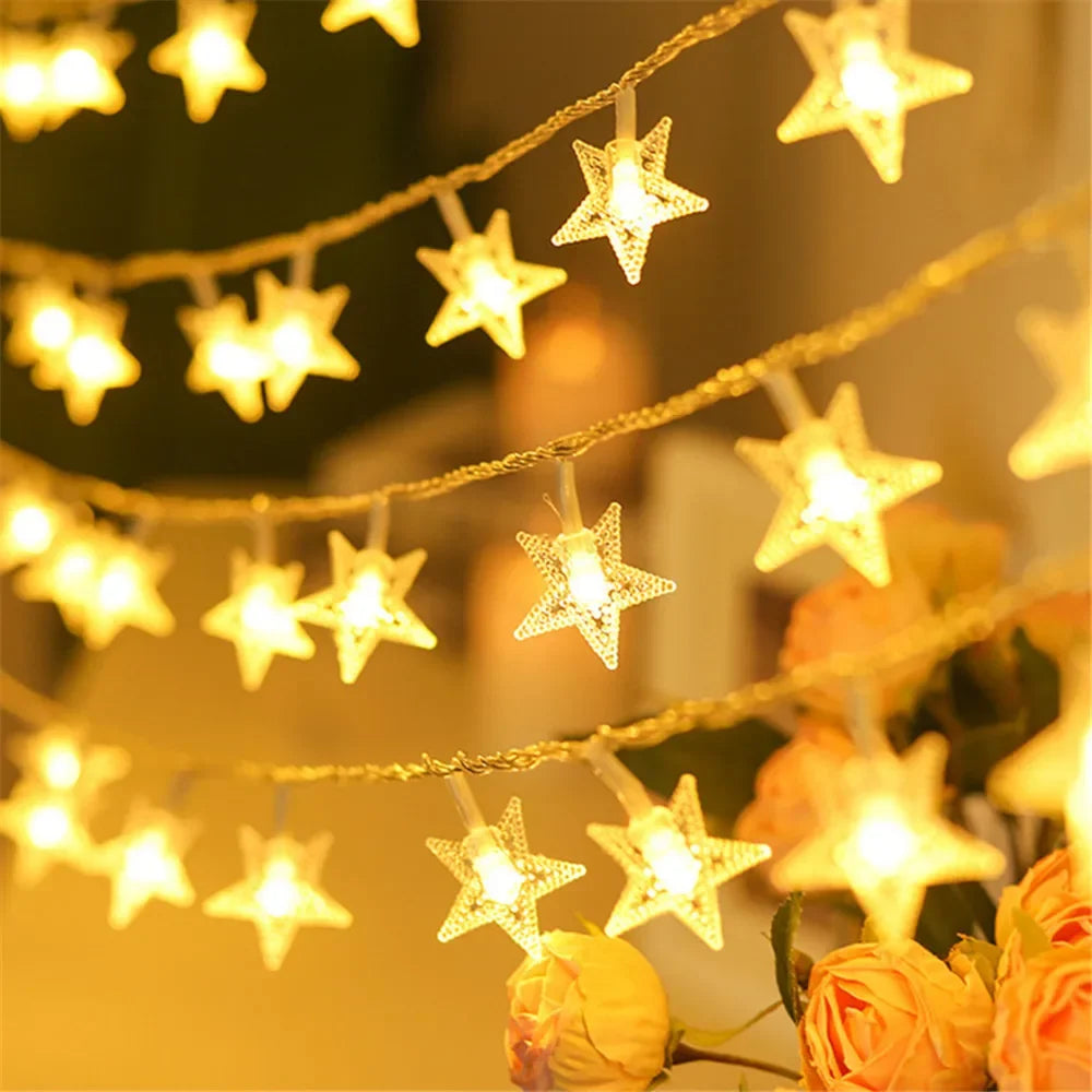 Battery Power Star String Lights Led Fairy Light Christmas Garland for New Year Wedding Party Camping Home Decoration Ramadan