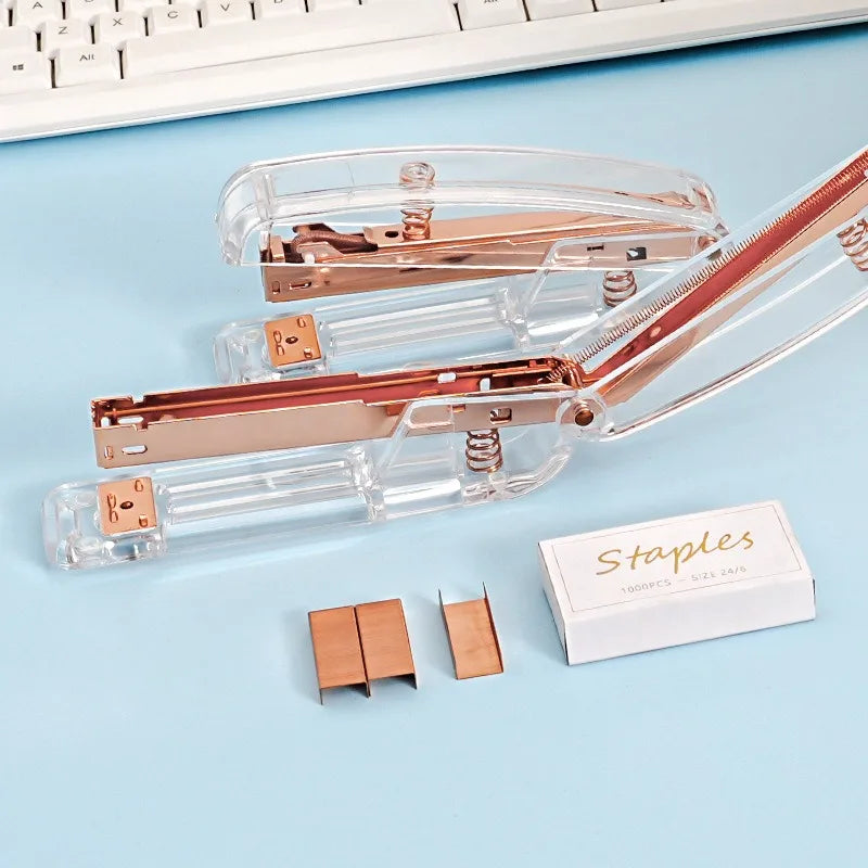 5 Boxes Rose Gold Standard Size Jam Free Sharp Chisel Point Stapler Refill for Desktop Stapler Accessories