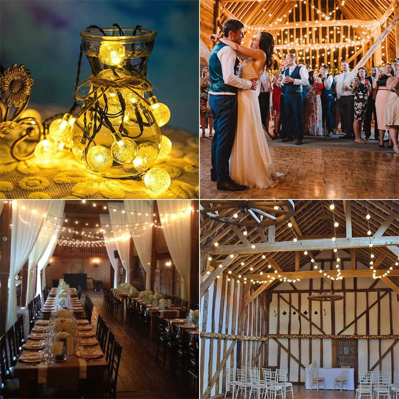 5/7/12m Solar String Light Outdoor LED Crystal Globe Light Solar Fairy Light Garden Light for Christmas Wedding Party Decoration