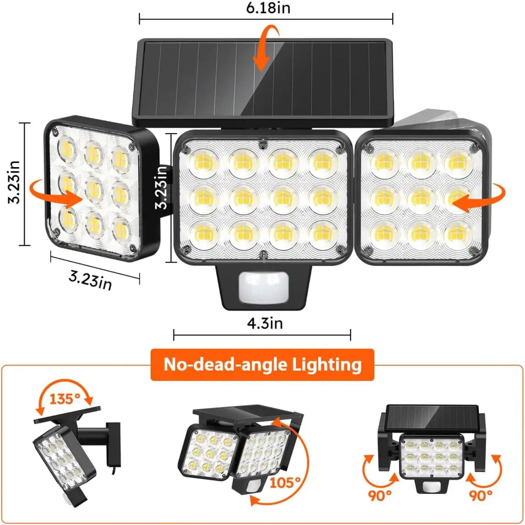 Solar Flood Light Outdoor 4 Pack, 3500LM Bright Motion Sensor Waterproof LED Security Spot Light for Yard