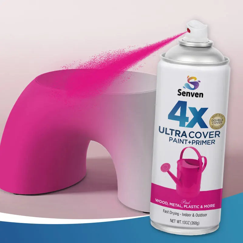 Senven 2 Packs of 26OZ Multi-Surface Spray Paint Kits Pink Primer Paint Quick-Drying Odorless Anti-Rust Formula for Metal Wood
