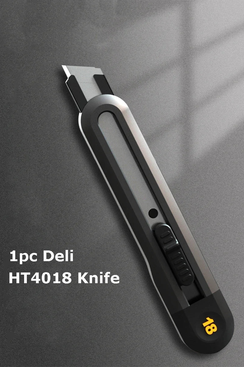 Deli Utility Knife Portable Pocket Box Cutter Retractable Paper нож 18MM 9MM Metal Blade for Office School Stationery Supplies