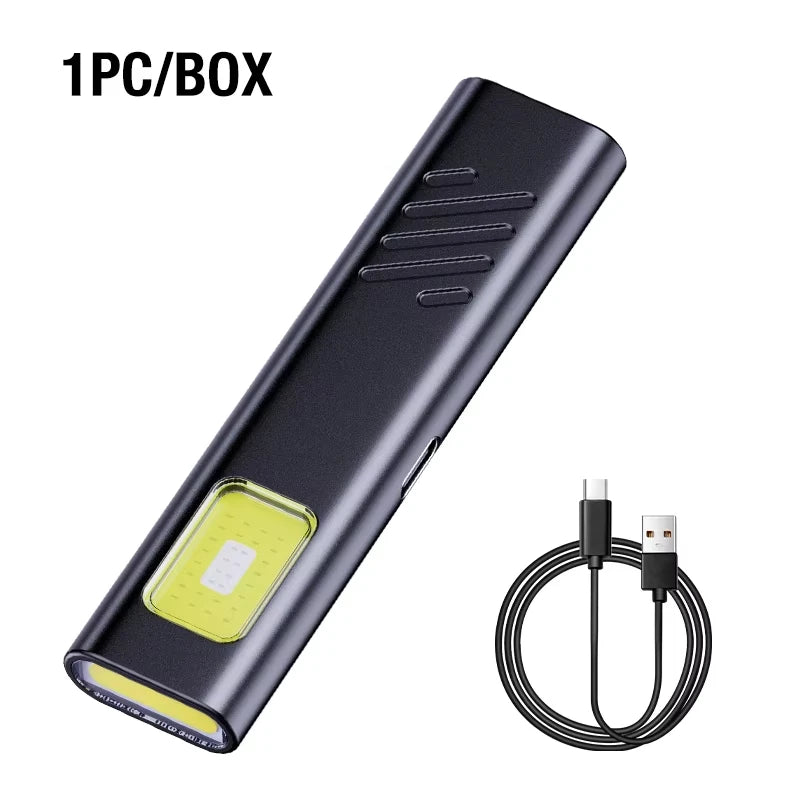 Magnetic Ultra-Thin COB Work Light,Rechargeable LED Flashlight With Clip,Hands-Free Light For Auto Repair,Outdoor,Camping,Hiking