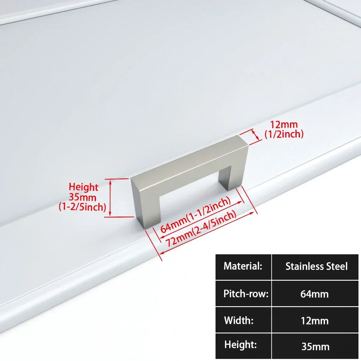 Square Furniture Hardware Black Cabinet Handle Stainless Steel Kitchen Door Knobs Cupboard Wardrobe Drawer Pulls