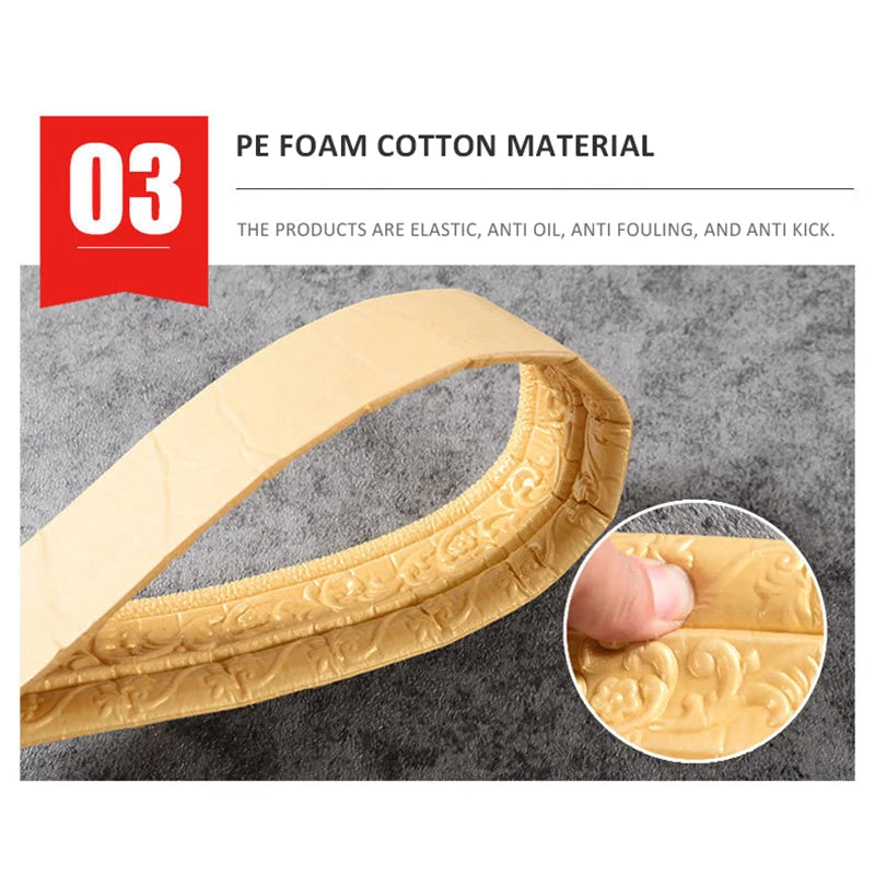 3D Self-adhesive Waist Line Wall Stickers 230cm DIY Background Wall Border Skirting Line Stickers Waterproof Strip Stickers