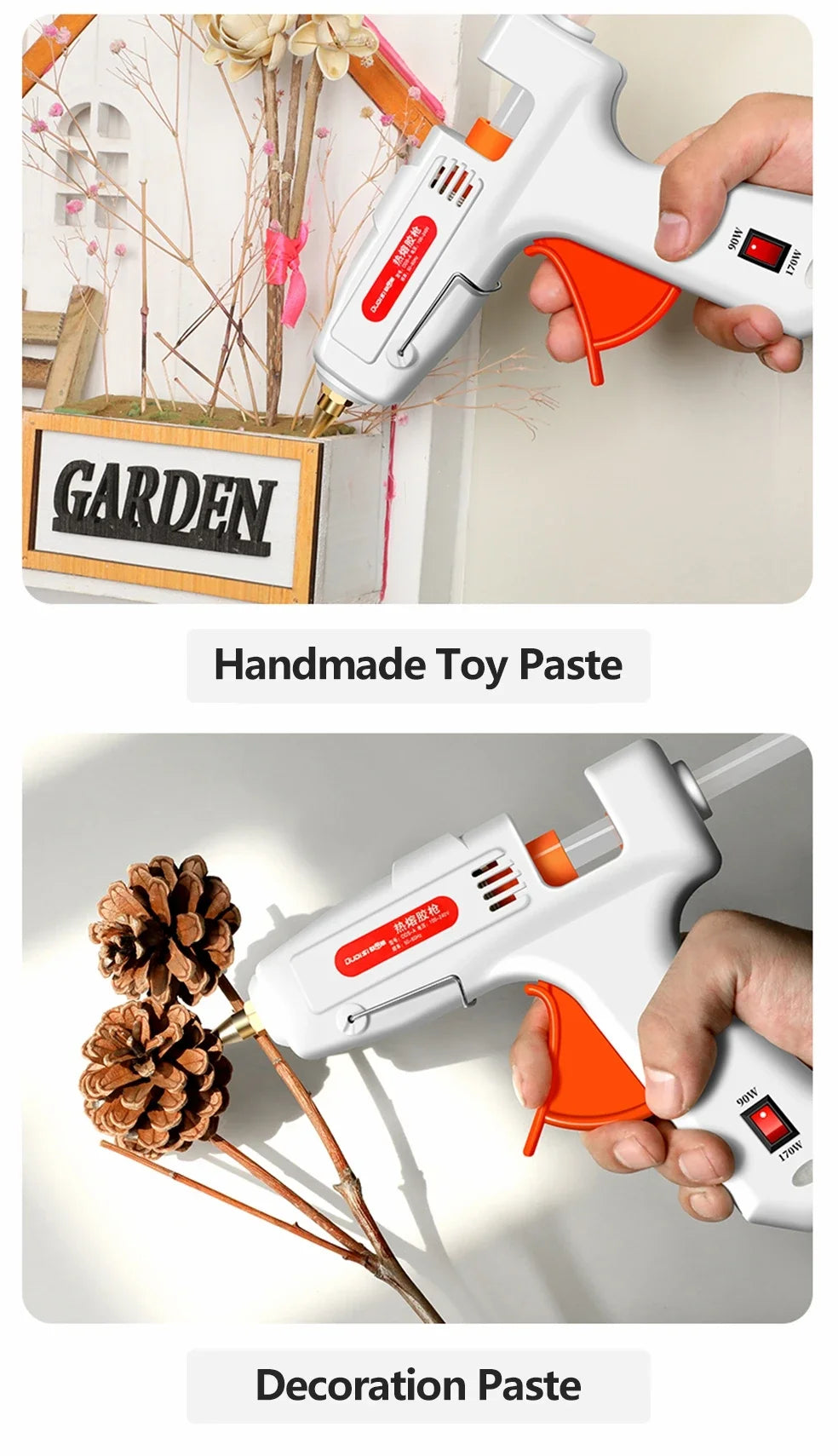 100W Electric Hot Melt Glue Gun DIY Mini for Household Industrial Use 11mm Glue Stick US Plug Repair Tool