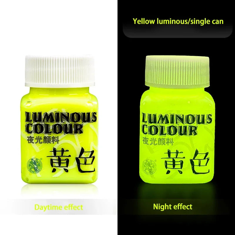 58ML Fluorescent Acrylic Pigment Luminous Pigment Glow in Dark Hand Painted DIY Festival Party Wall Light Absorbing Pigment