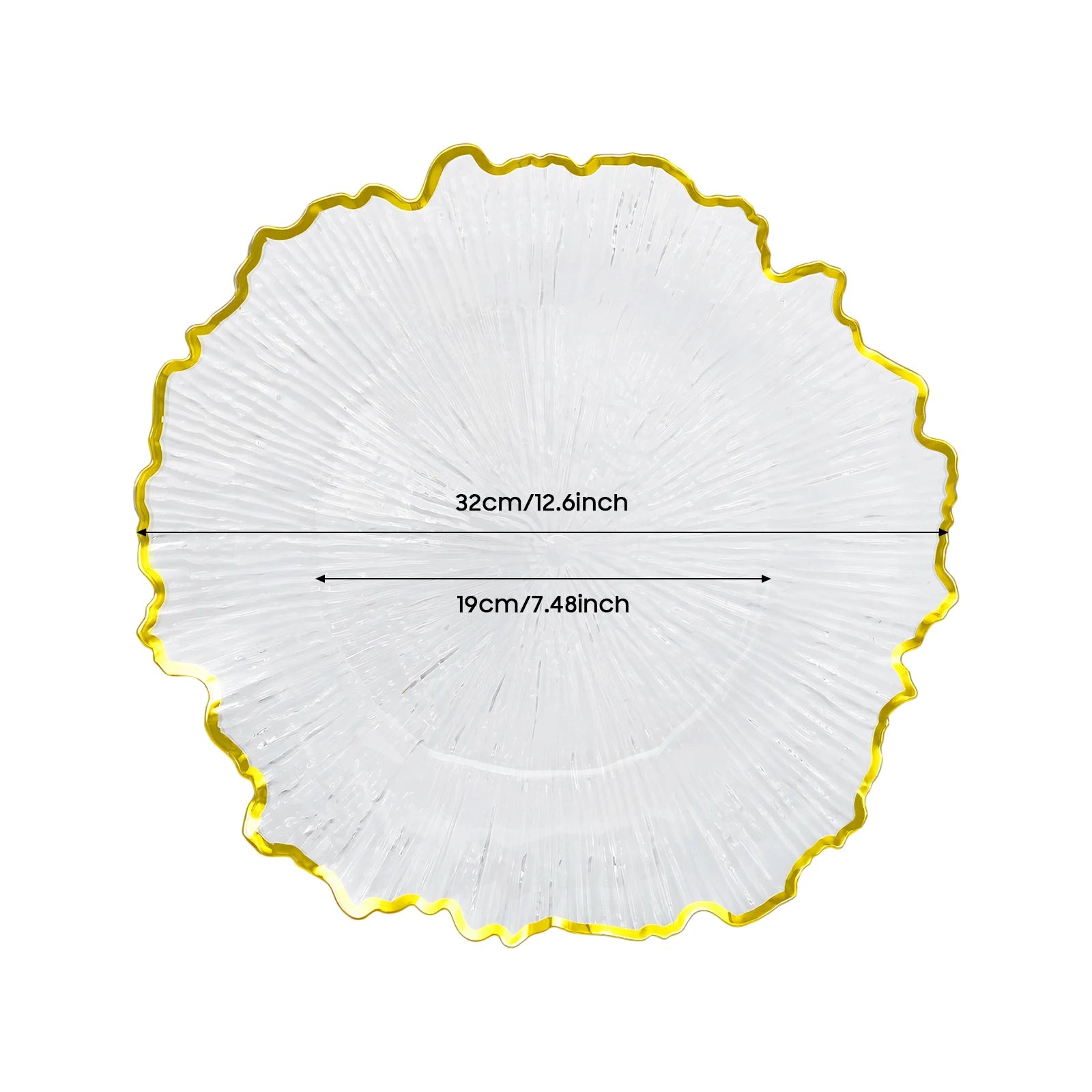 Charger Plate Set of 25 Gold Floral Rim Clear Plastic Serving Charger Plates for Wedding Party Banquet Catering Decoration