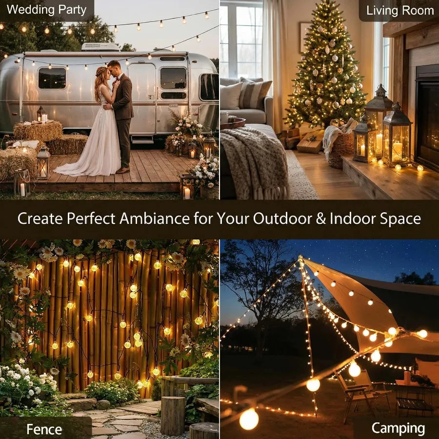 Outdoor Christmas LED String Lights, Waterproof Solar Fairy Lights for Garden, Courtyard & Patio Decoration