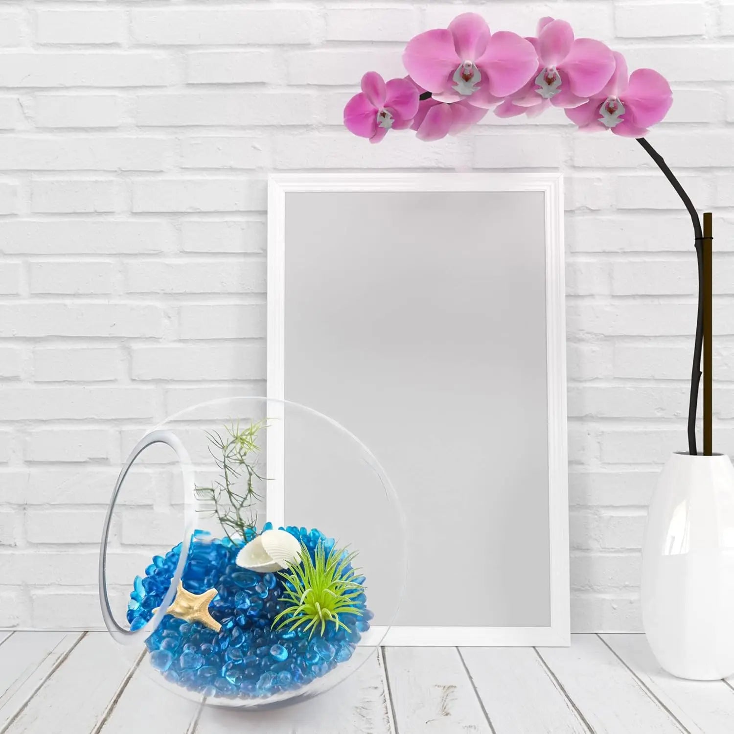 500 grams Aquarium Fish Tank Gravel Light Blue Glass Vase Filler for Fountain Succulent Plant Decorative Rock Pebble Stone