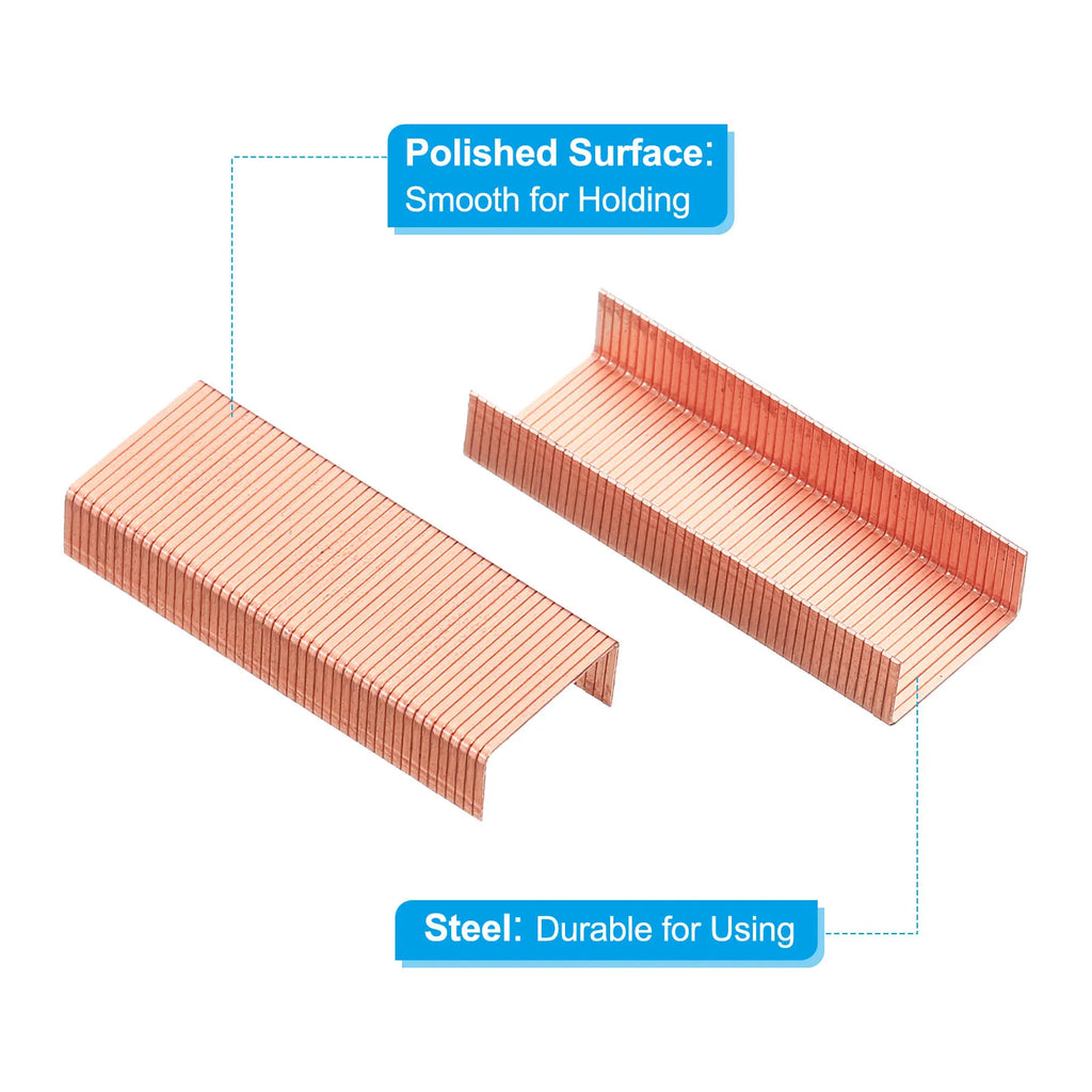 24/6 Staples 2000Pcs 50/Strip Rose Gold Standard Size Jam Free Sharp Chisel Point Stapler Refill for Desktop Stapler Accessories