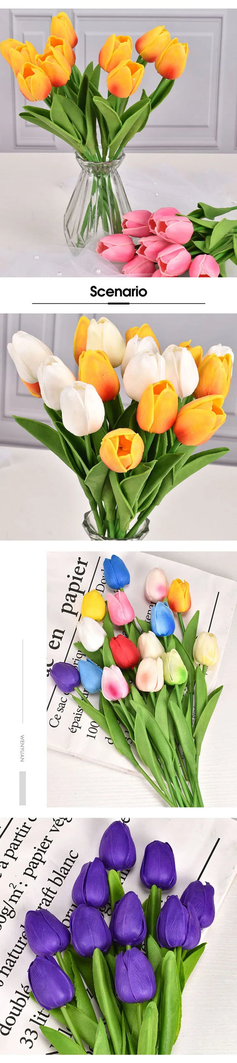 3/5/10/20pcs Tulips Artificial Flowers Real Touch Flower Bouquet Tulips Fake Flower for Wedding Home Decoration