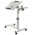 Movable Overbed Table With Wheels, Adjustable Height Overbed Table, Rolling Tray Table, Medical Bedside Desk For Home Office
