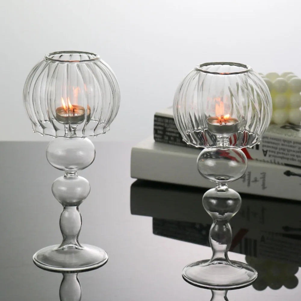 Nordic Style Transparent Glass Candle Holder Romantic Wedding Decoration Modern Candle Holder Home Table Centerpiece Decor