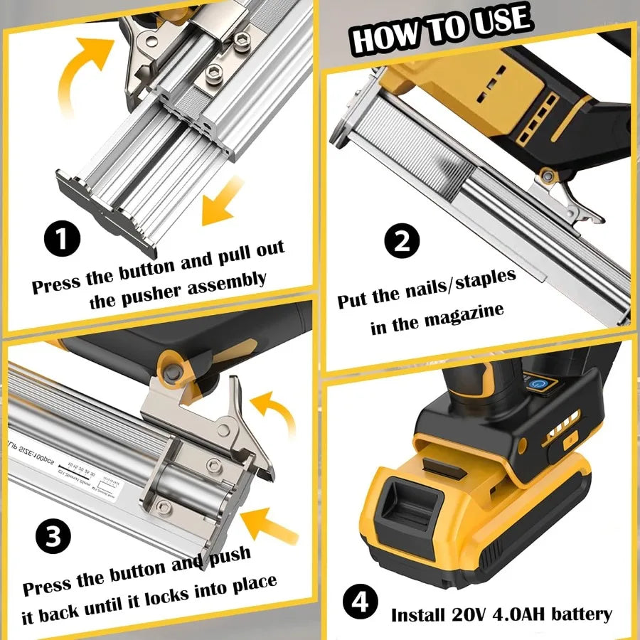 Electric Nail Gun for De-walt 20V Battery 18 Gauge 2 in 1 Brad Nailer Cordless Brushles Staple Gun with 1000pcs Nails and 500pc