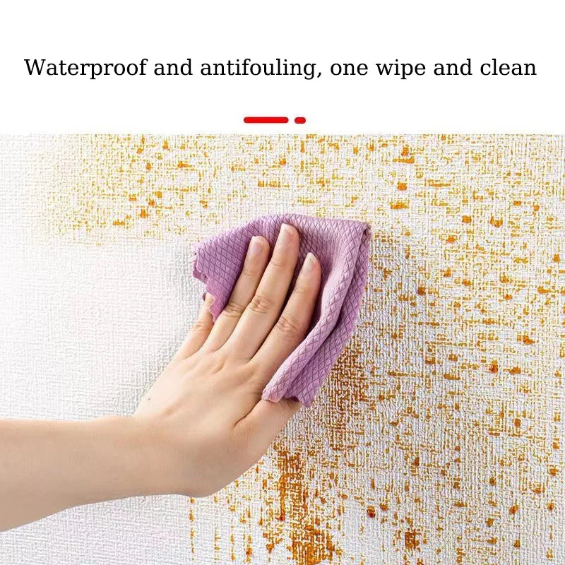 50cm linen foam 3D self-adhesive wall sticker PVC solid color thickened waterproof background wall renovation wallpaper