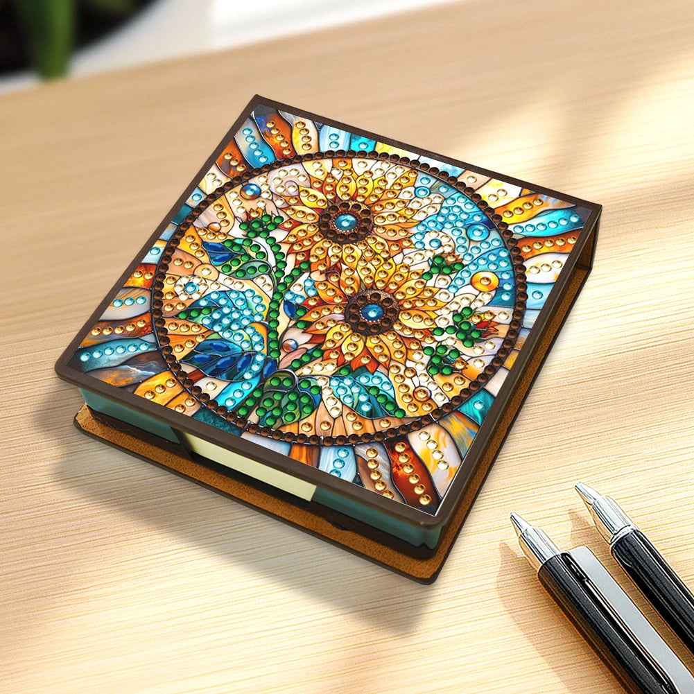 Sunflower PU DIY 5D Diamond Painting Note Box with 150 Sheets for Office Home