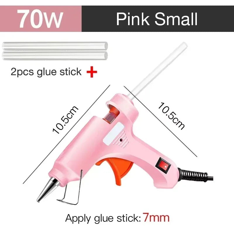 70W Hot Melt Glue Gun with 2/5/10/20 Pcs 7mm Premium Glue Sticks Industrial Guns Heat Temperature Thermo Electric Repair Tool