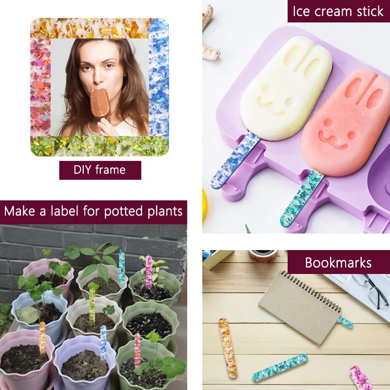 10 pcs Reusable Colorful Acrylic Popsicle Sticks, Cakesicle Sticks, Ice Cream Sticks, Craft Sticks, Chocolate Lollipop Holder