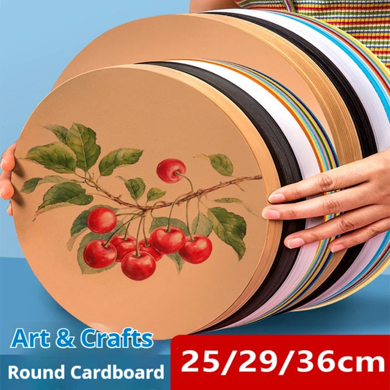 25/29/36 cm Colored Cardstock 200g Round Blank Cardboard Cardstock Sketch Paper for DIY Craft Papercraft Scrapbook Paper Album