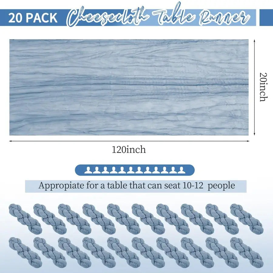 Pack Dusty Blue Table Runner 10Ft Cheesecloth Table Runner Boho Gauze Cheese Cloth Table Runners Romantic Long Sheer Fabric Tabl