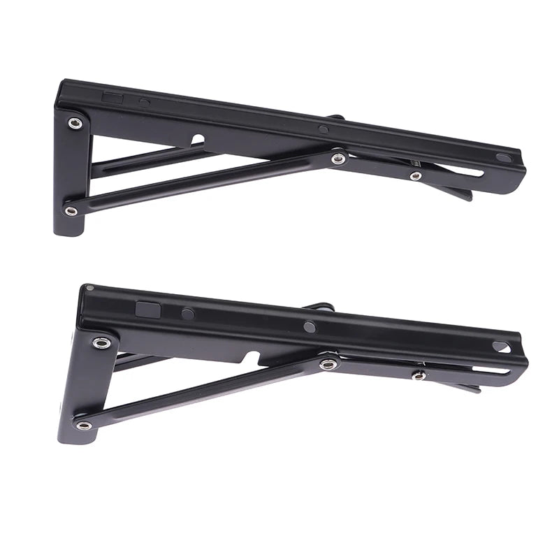 8/10 inches Sturdy Steel Folding Shelf Brackets Wall-Mounted Design for Workbench Table, Table Shelves Angle Bracket Hardware