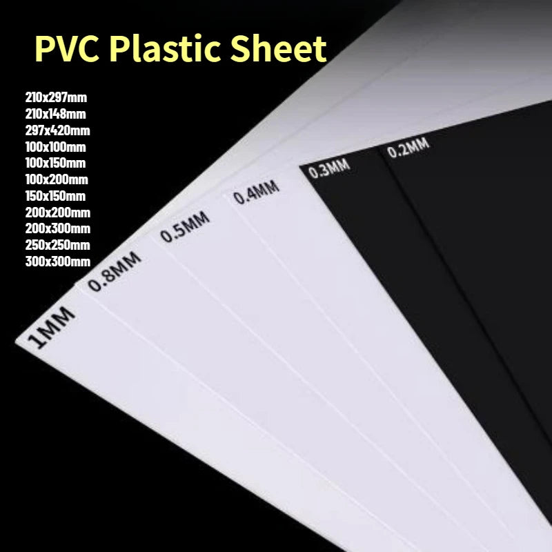 1-30pcs White/Black PVC Plastic Sheet Hard Board Model Making Material Handmade Pad Panel Plate Thickness 0.2mm-1mm