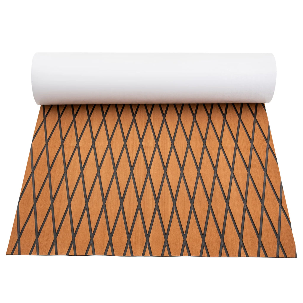 94"x35" Boat Non-Slip EVA Foam Decking Faux Teak Marine Self-Adhesive Mat for Motorboat RV Yacht Swimming Pool