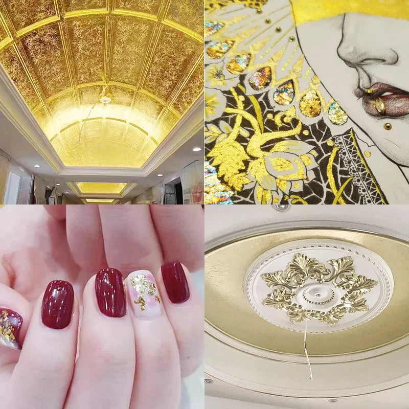 100pcs Imitation Gold Silver Foil Paper Leaf Gilding DIY Art Craft Paper Birthday Party Wedding Cake Dessert Decorations