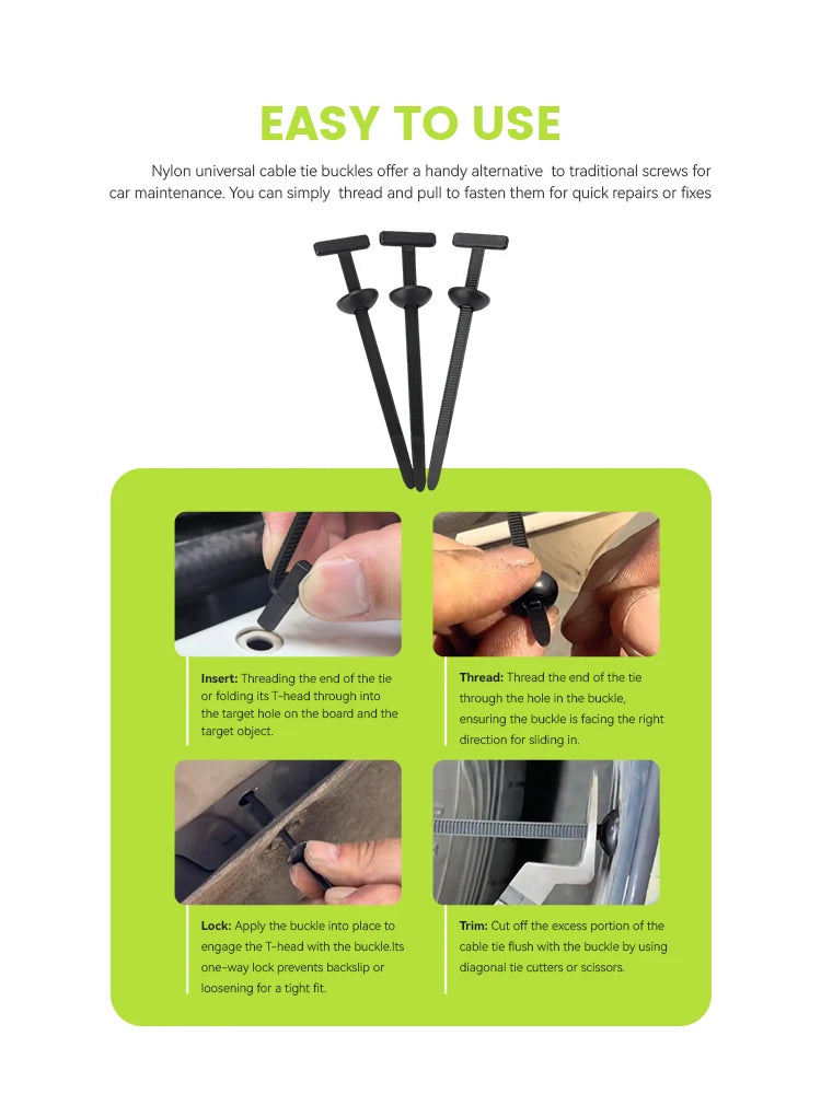 10/20/50/100pcs Heavy Duty Self Locking Cable Ties with Pin Button Universal Nylon Zip Ties for Car Repair Fastening Strap