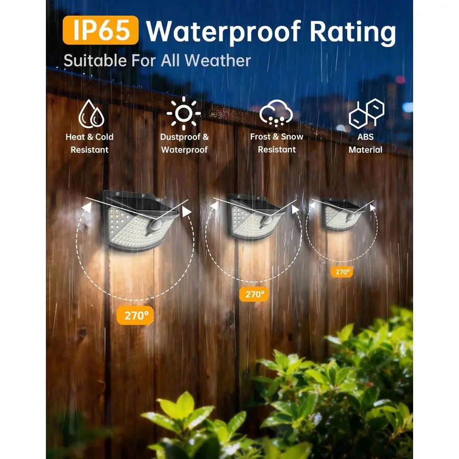 New Solar Motion Sensor Lights 120 LEDs with Lights Reflector,270 Wide Angle, IP65 Waterproof, Step Lights for Front Door, Yard