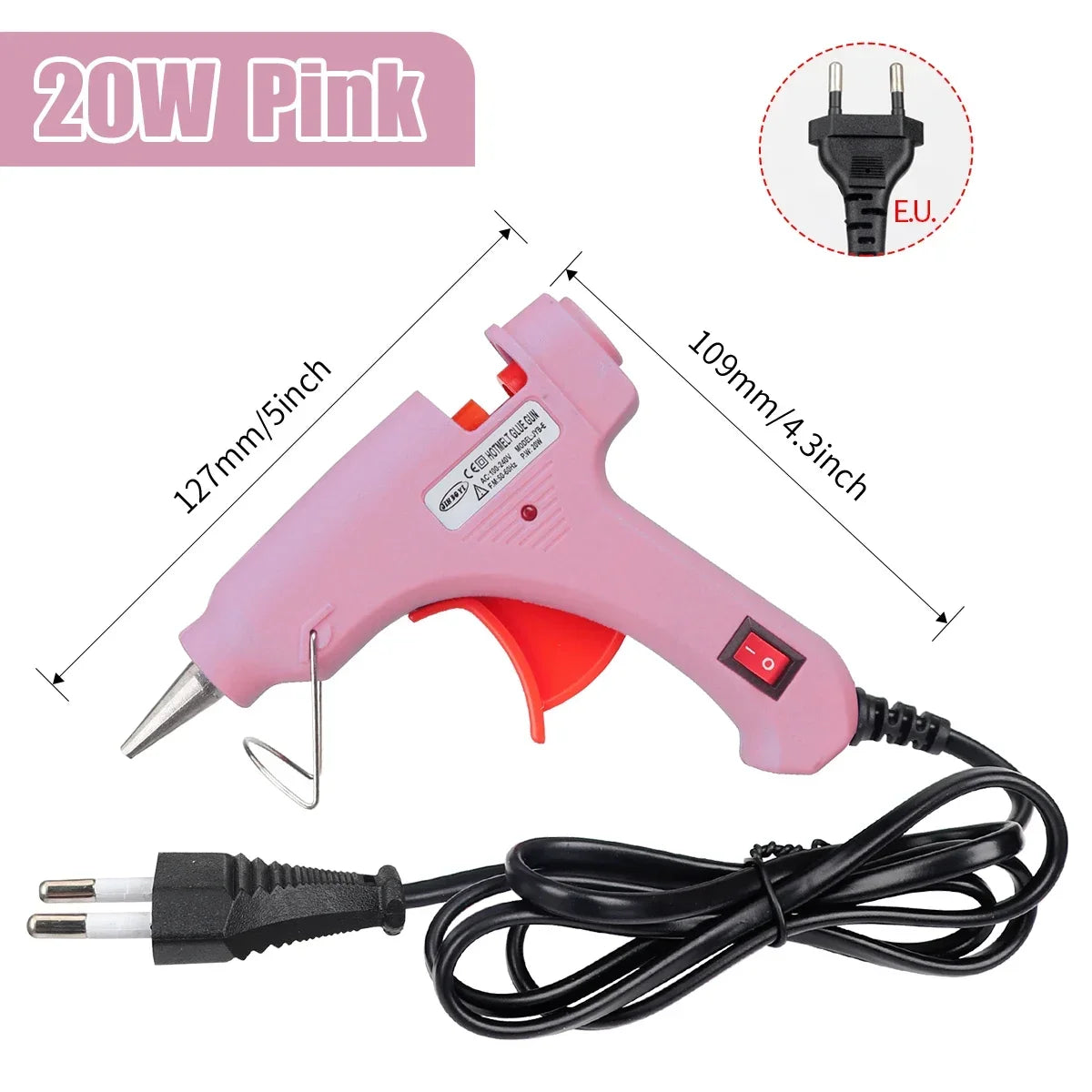 20W Hot Melt Glue Gun DIY Mini Household Industrial Guns Heat Temperature Thermo EU Electric Repair Tool Use 7mm Glue Sticks