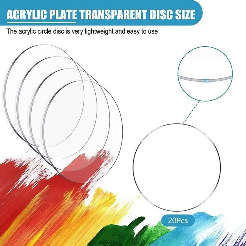 30Pcs Acrylic Sheet Round Disc Clear Cast Plexglass Board 1mm Thick for Display