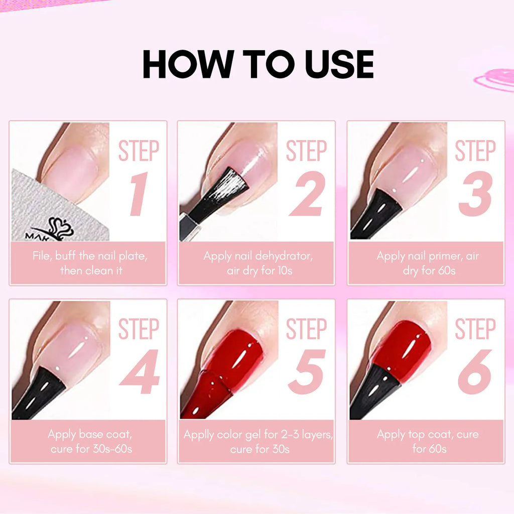 Makartt 4pcs Gel Base and Top Coat Nail Dehydrator and Primer Kit Long Lasting Nail Prep Tool for Gel Nail Polish Acrylic Powder