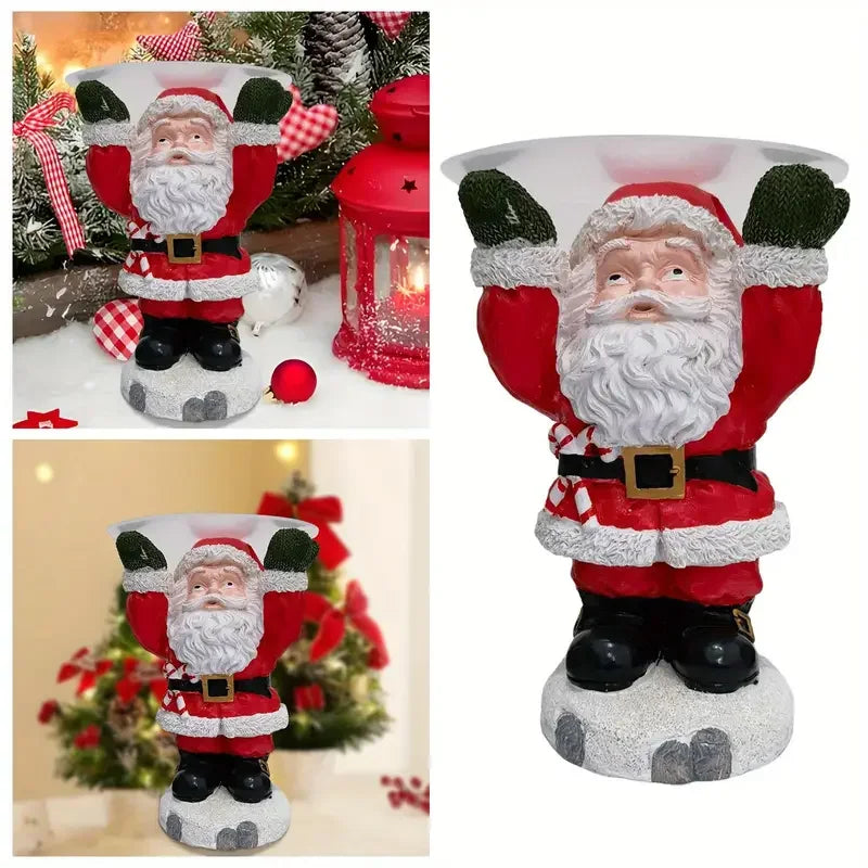 Resin Santa Claus Tray - Battery-Free Holiday Christmas Party Decorations for Festive Parties, Mantel, Sideboard - Durable Indoor/Outdoor Christmas Tabletop Ornaments - Easy to Clean, Exquisite Craftsmanship Design