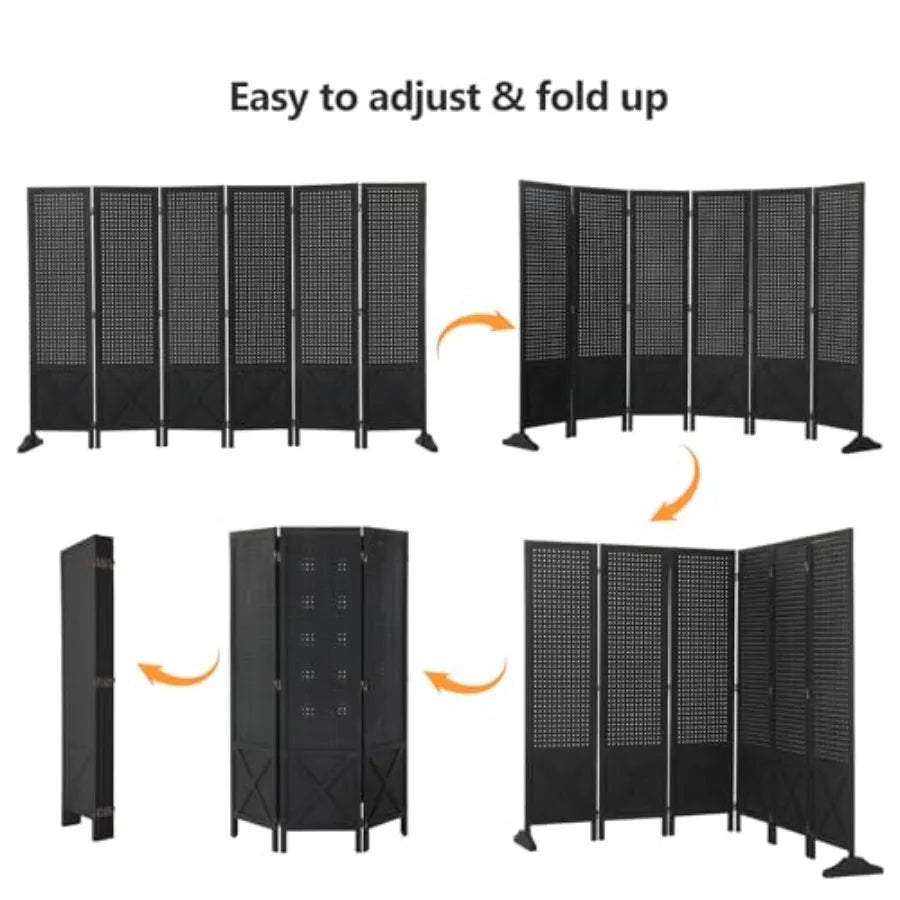 Freestanding Pegboard with Support Feet 5 FT Wood Room Divider Display Board Organizer Folding Privacy Screen Partition Space S