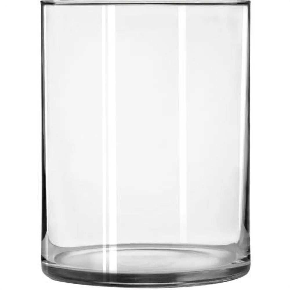 Clear Glass Cylinder Floral Vase 8 Inch Wide Elegant Design Sturdy Base Versatile Home Decor Flower Arrangements