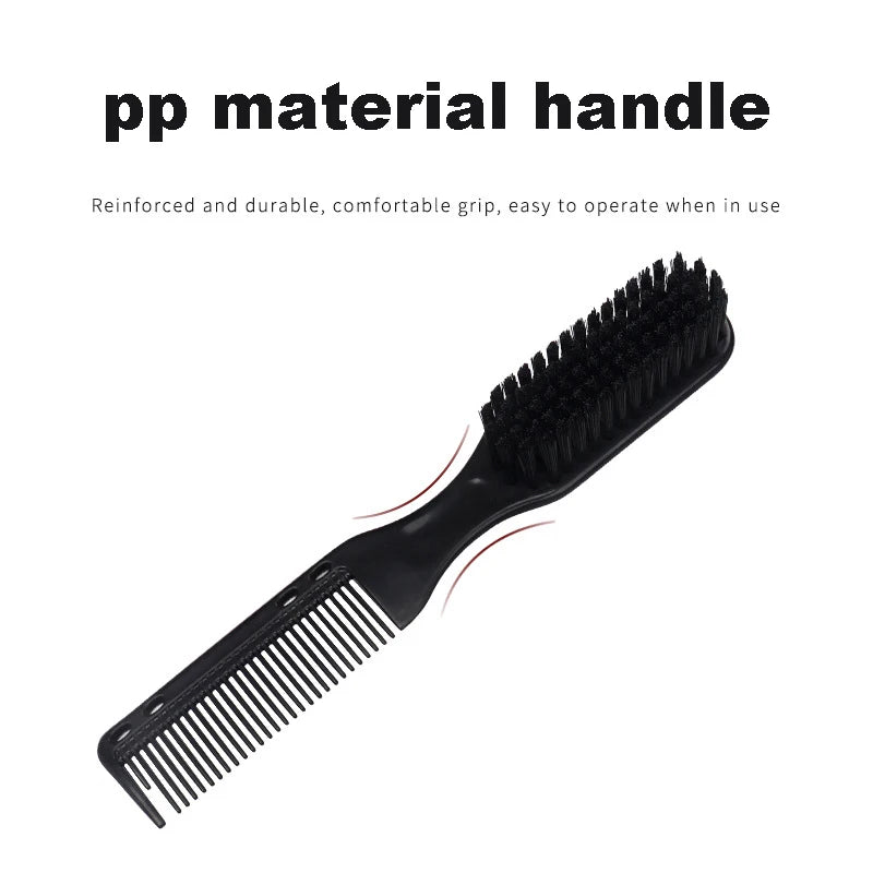 Double-sided Comb Brush Black Small Beard Styling Brush Professional Shave Beard Brush Barber Vintage Carving Cleaning Brush