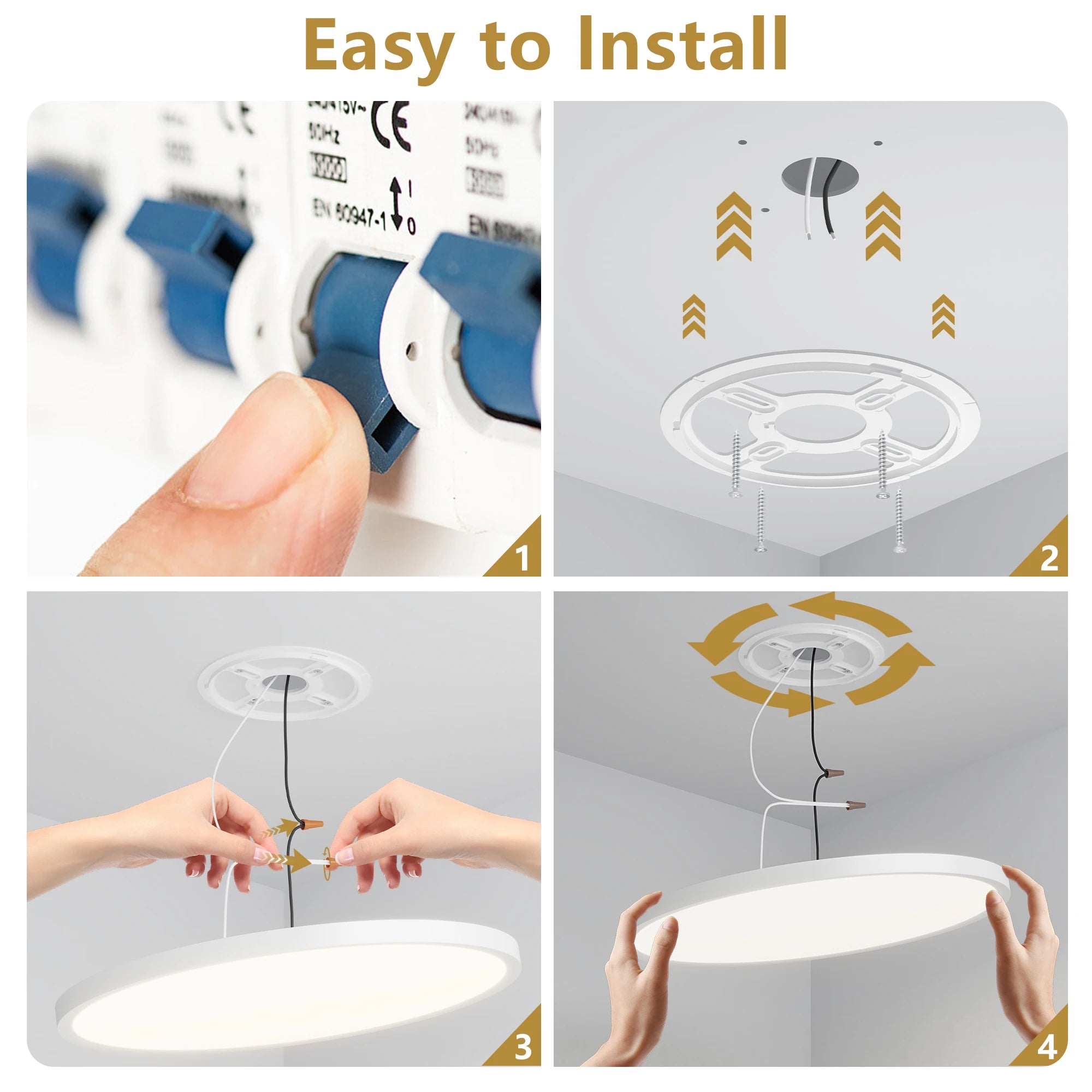 6PK 12 Inch LED Flush Mount Ceiling Light, 24W, 2880LM, 2700K-6500K 5 CCT Selectable Super Slim Low Profile Ceiling Light