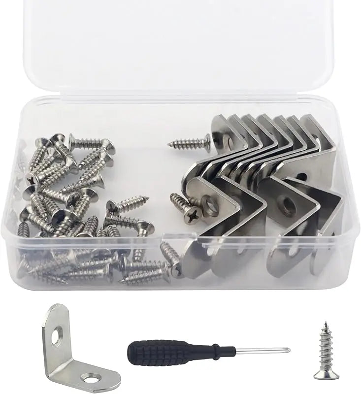 22 Pcs Stainless Steel L  90 Degree Right Angle Connector Braces with 44 Pcs Screws(25x25x16mm)