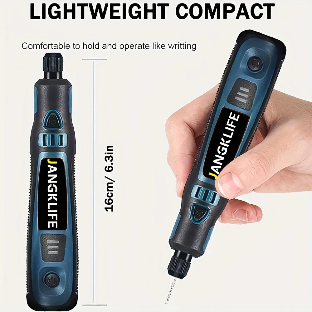 JANGKLIFE USB Cordless Rotary Tool Kit Woodworking Engraving Pen DIY For Jewelry Metal Glass Mini Wireless Drill