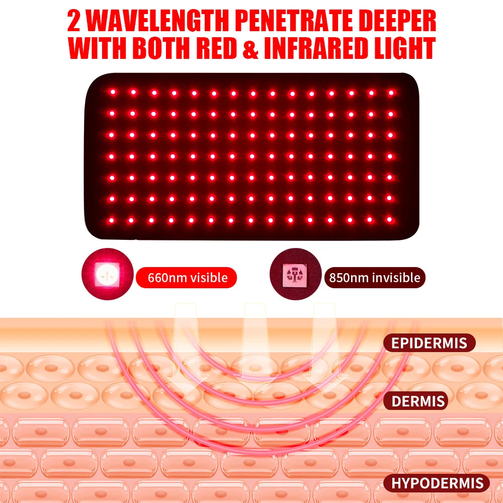 105 Leds Red Light Pad for Waist Leg Arm Knee Feet Pain Relief 660nm 850nm Near Infrared Light Wrap with Elastic Strap