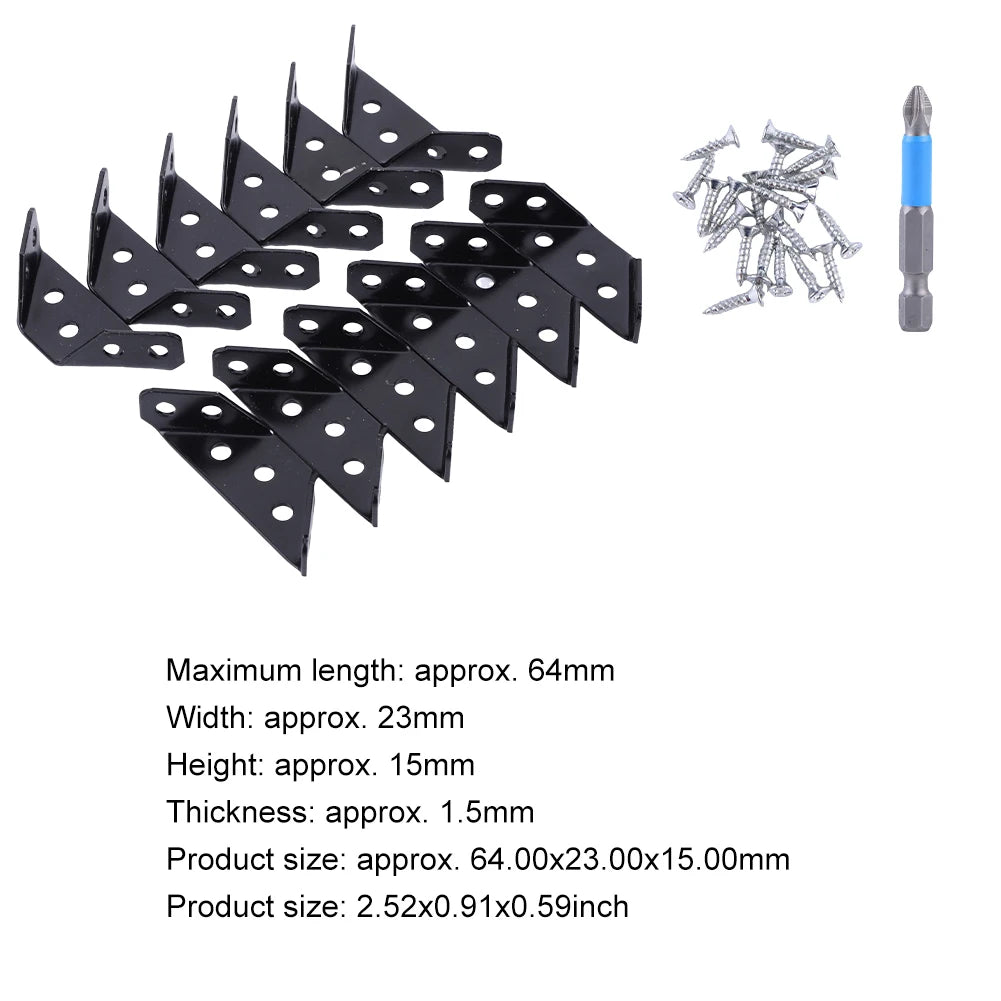 12 PCS Universal Furniture Corner Connectors Stainless Steel Corner Brace for Wood Furniture Drawer Cabinet Table Chair