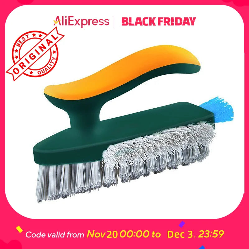 3-in-1 Gap Brush – Plastic, Scrapes Water & Brushes Dust, V-Shaped Bristles 90° Dead Angle Free for Bathroom & Floor