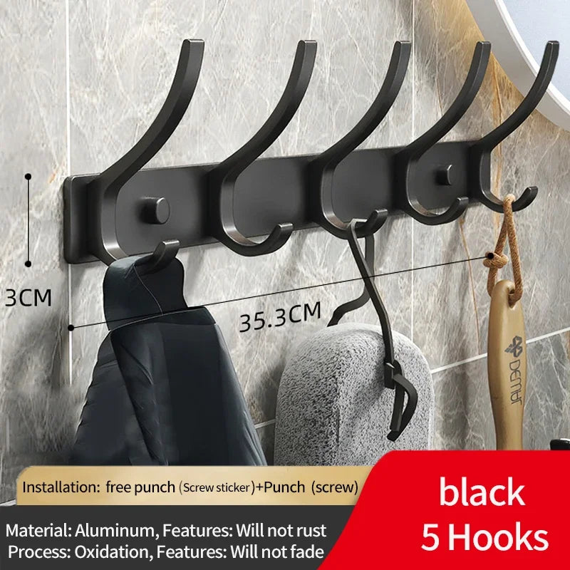 Black white Folding Robe Hooks Towel Hanger Nail Wall Rack Hooks Coat Clothes Holder for Bathroom Kitchen Accessories