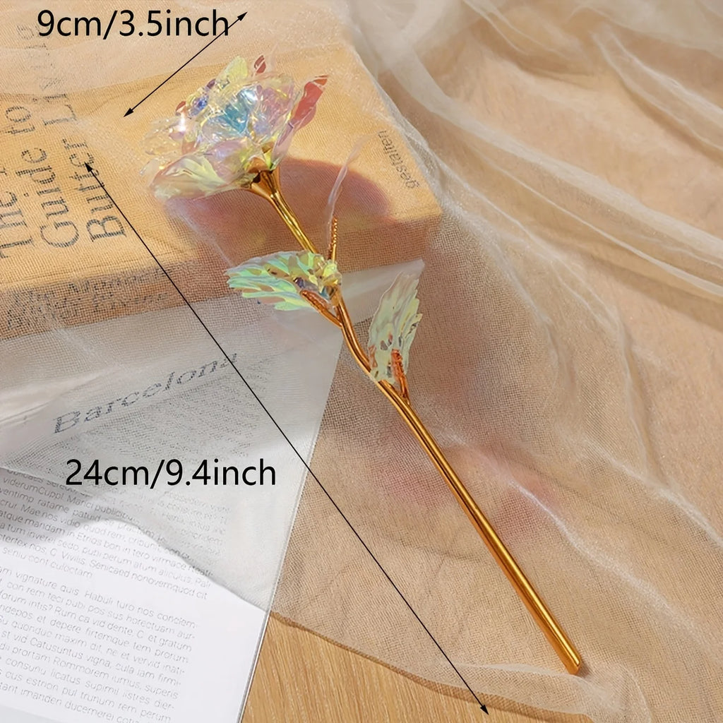 Rainbow Gold-Plated Artificial Roses – 10-Pack Decorative Flowers Gift for Birthday & Mother’s Day