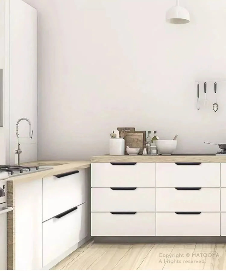 Gold Black Hidden Handles Long Kitchen Cabinet Pulls Drawer Knobs Aluminum Alloy Furniture Handles Cupboard Pulls Wardrobe Pulls