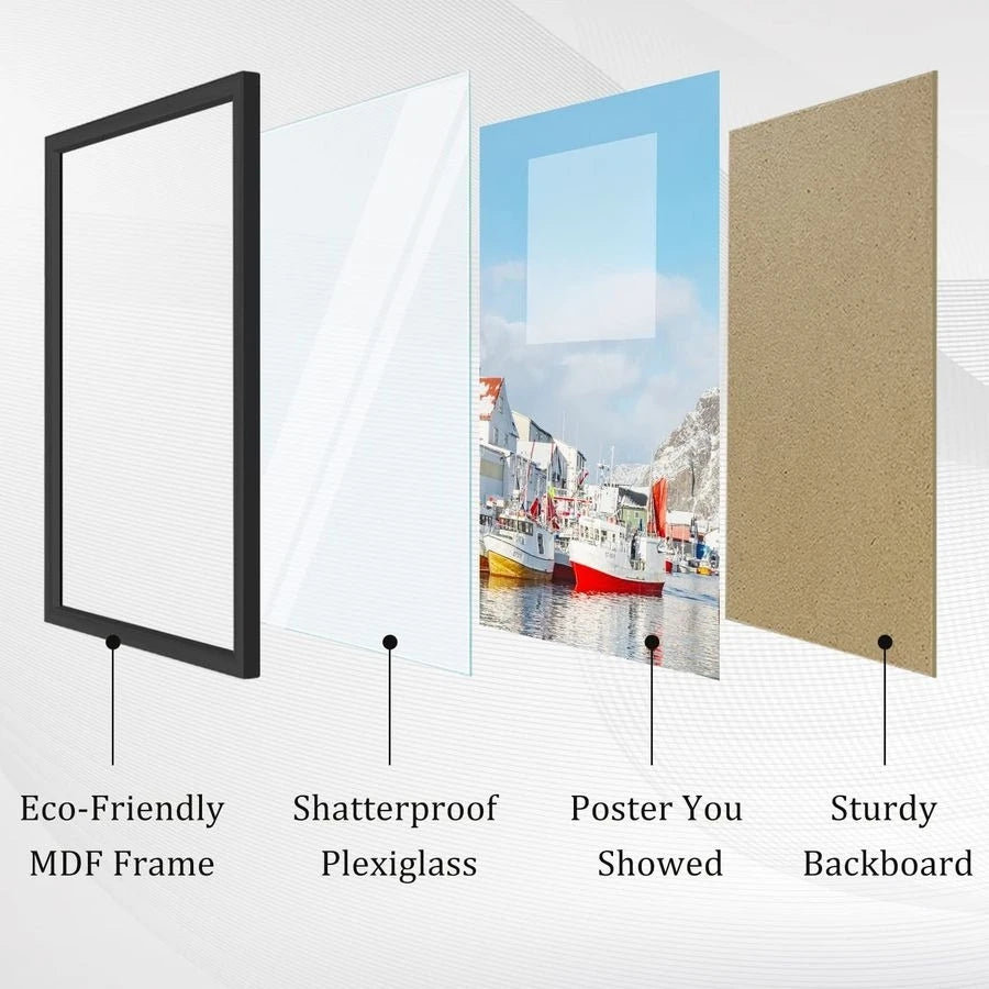 24x36 Poster Frame, Black Picture Frame for Wall Gallery, Vertically and Horizontally Display Posters, Paintings and Artworks, 3